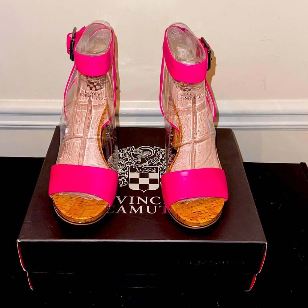 Vince Camuto Magenta spiked Cork Heels